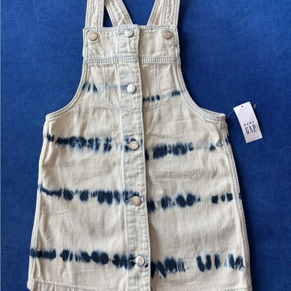GAP Kids Tie-Dye Denim Dress - Cream and Navy
